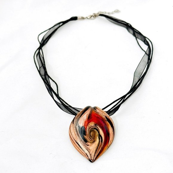 Art Glass Pendant on Ribbon Cord - Picture 1 of 6